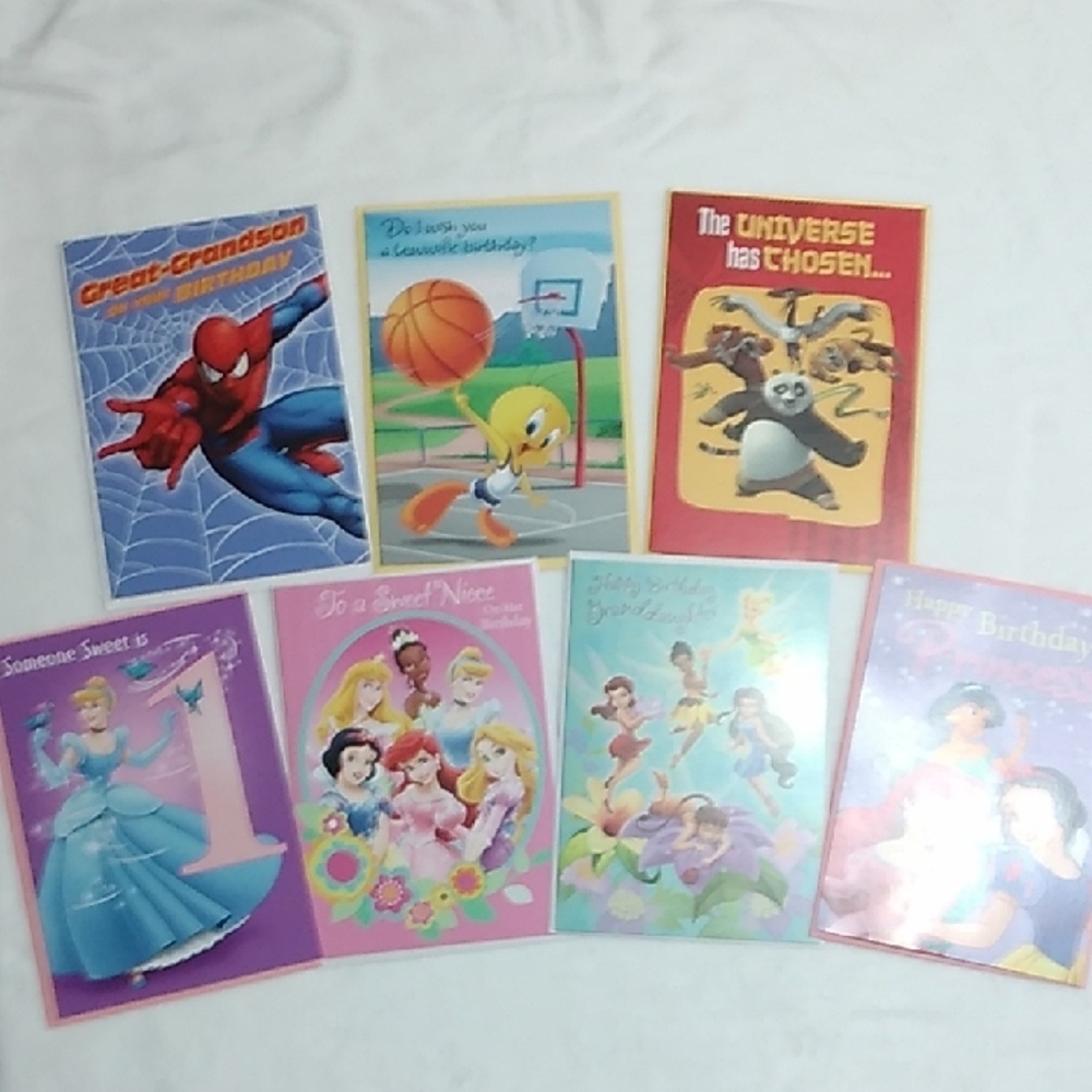 Assorted Kids Birthday Cards   7PC.
